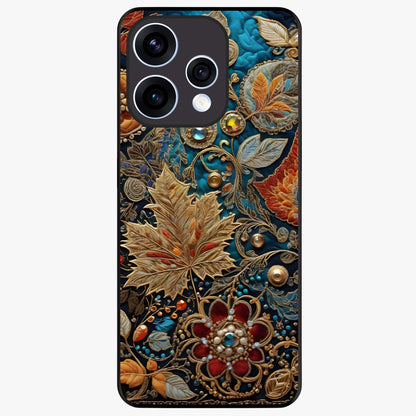 Royal Jewel Garden Glass Case showing flat back view with decorative floral garden artwork and glossy glass finish.