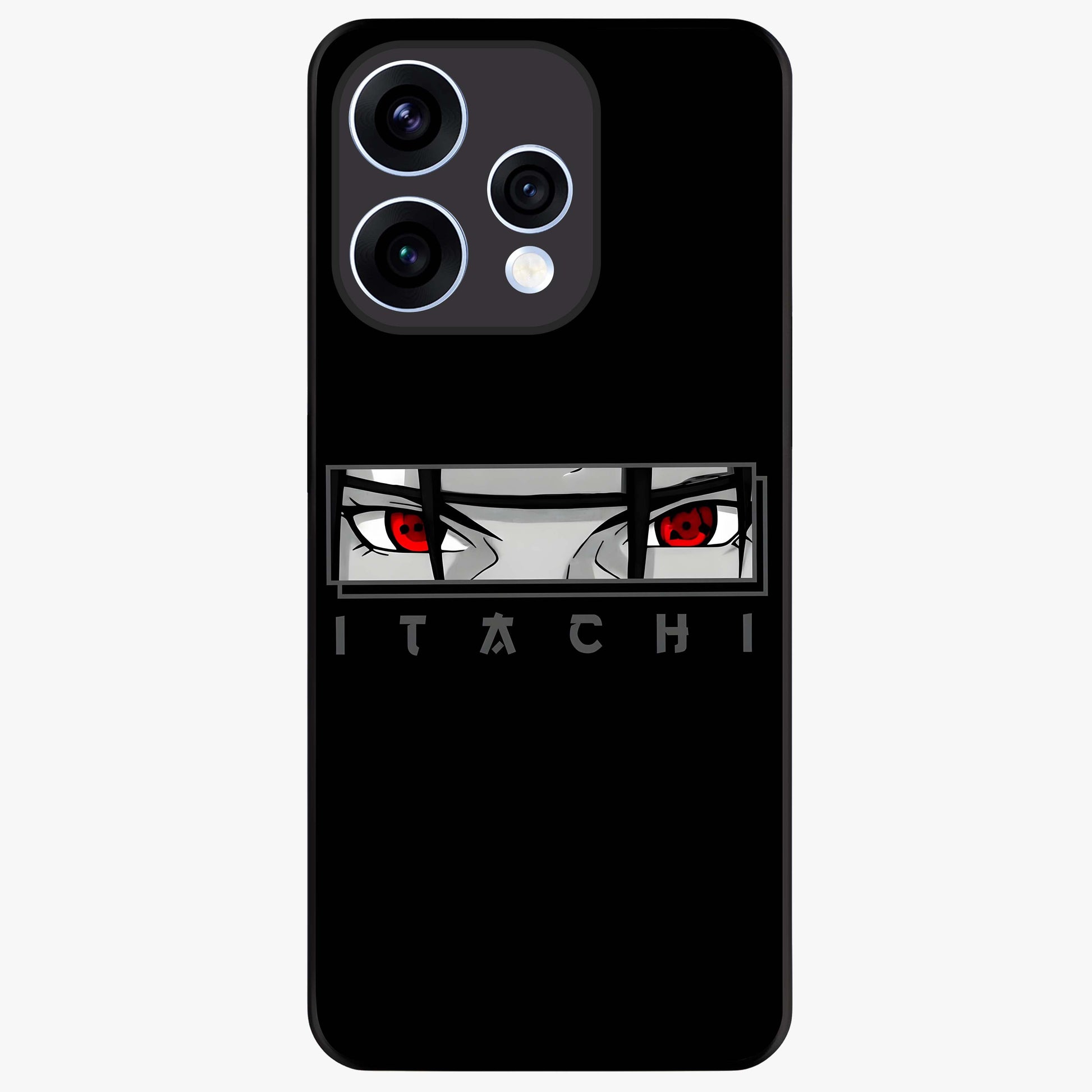 Scarlet Gaze Dominance Glass Case showing flat back view with striking red themed artwork and glossy glass finish.