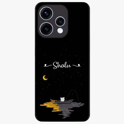 Silent Night Row Glass Case showing flat back view with calm night themed artwork and glossy glass finish.