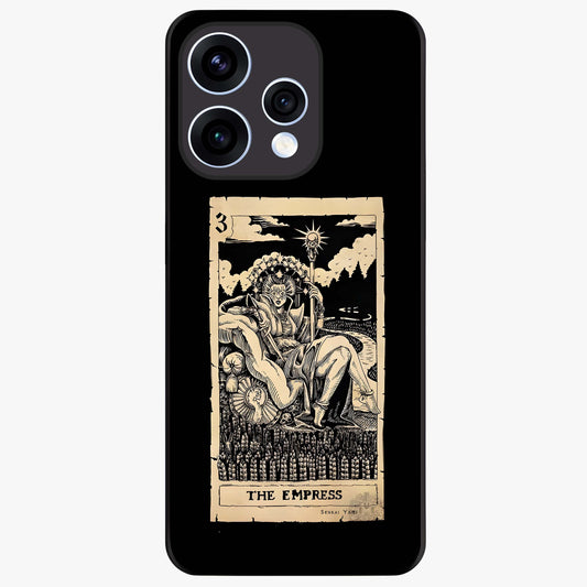 The Empress Glass Case showing flat back view with regal feminine artwork and glossy glass finish.