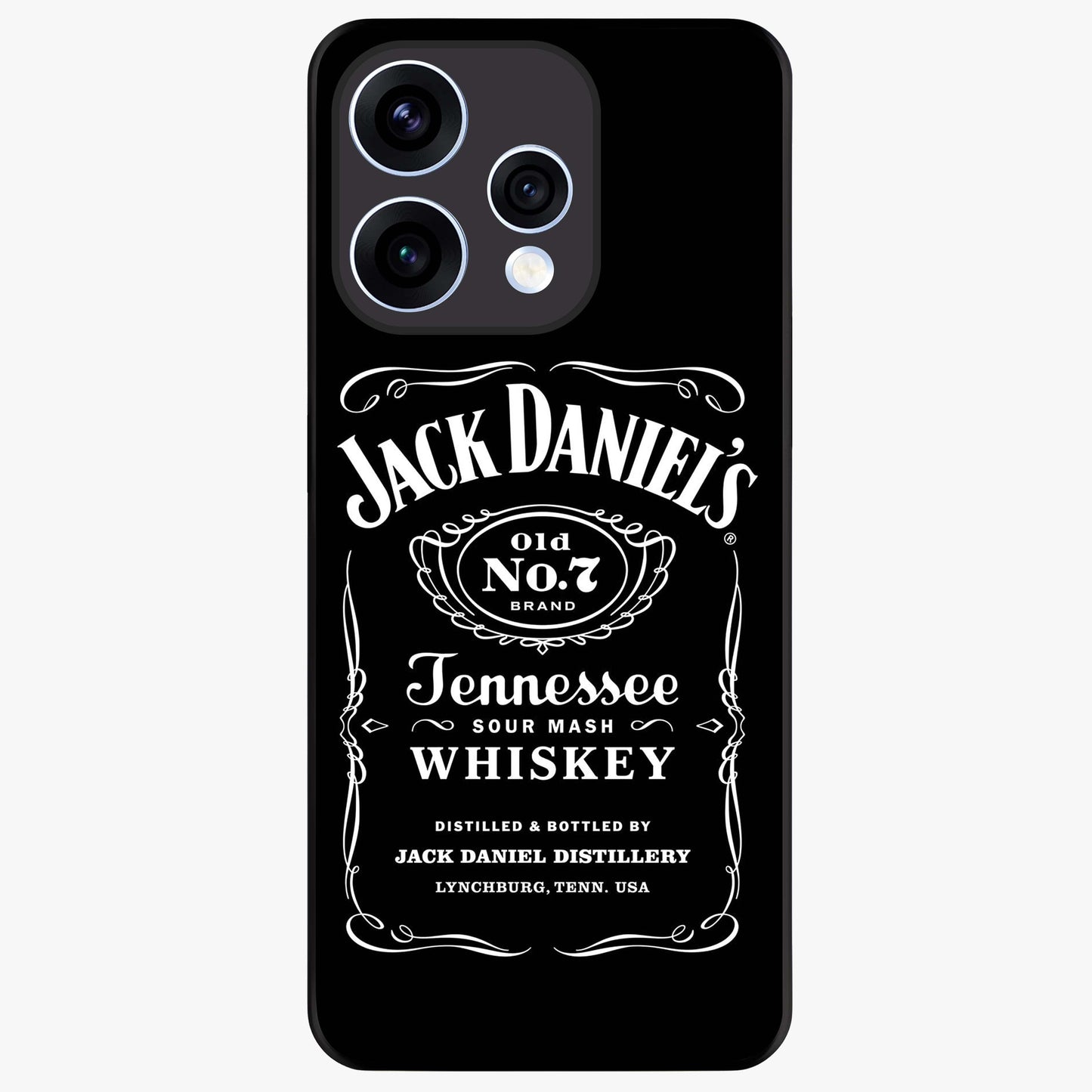 Vintage Whiskey Heritage Glass Case showing flat back view with classic whiskey inspired artwork and glossy glass finish.