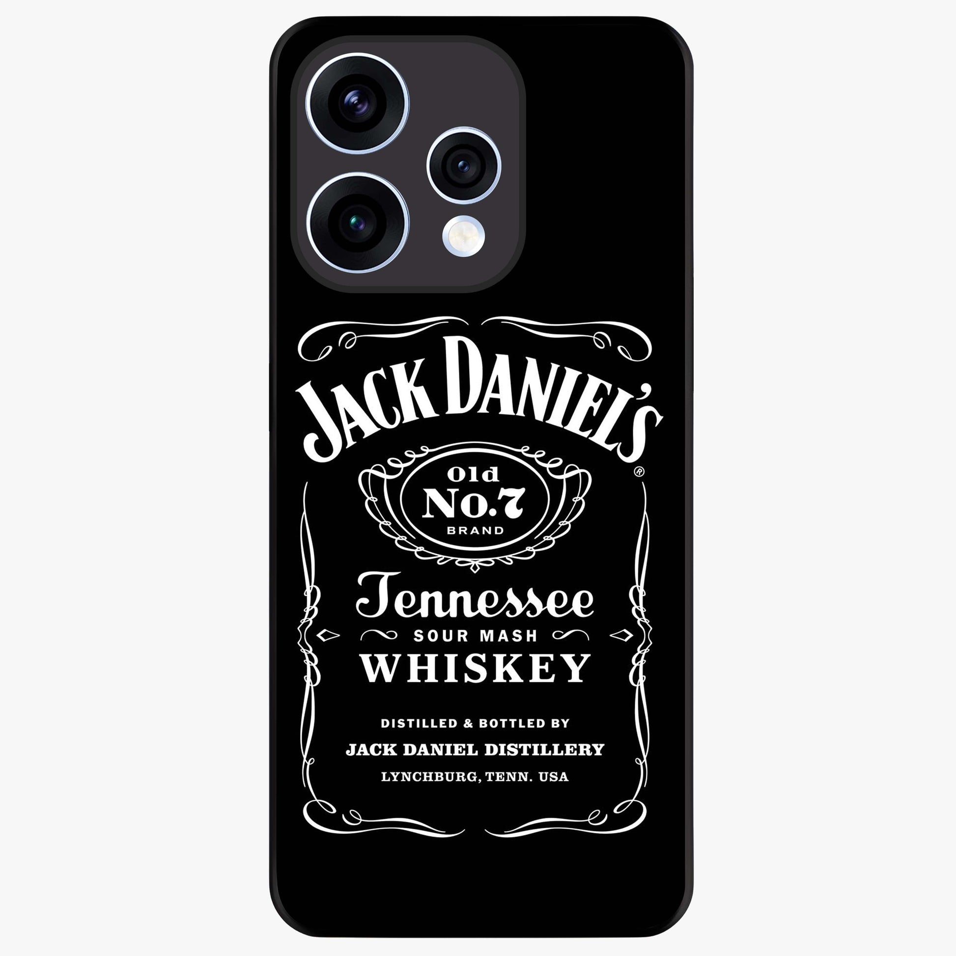 Vintage Whiskey Heritage Glass Case showing flat back view with classic whiskey inspired artwork and glossy glass finish.