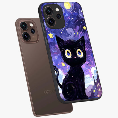 Abstract Cat Art Glass Case displayed in angled mockup highlighting modern abstract cat artwork and sleek glass surface.