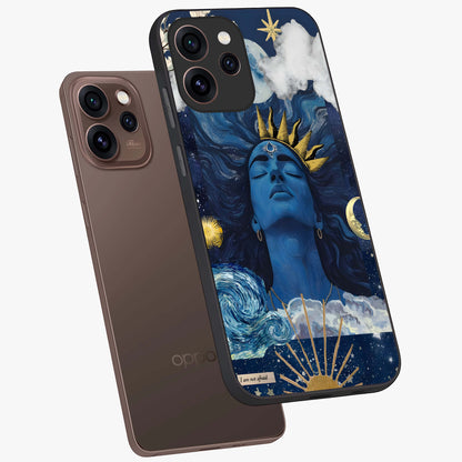 Aesthetic Lord Shiva Glass Case displayed in angled mockup highlighting spiritual Shiva illustration and sacred aesthetic design.