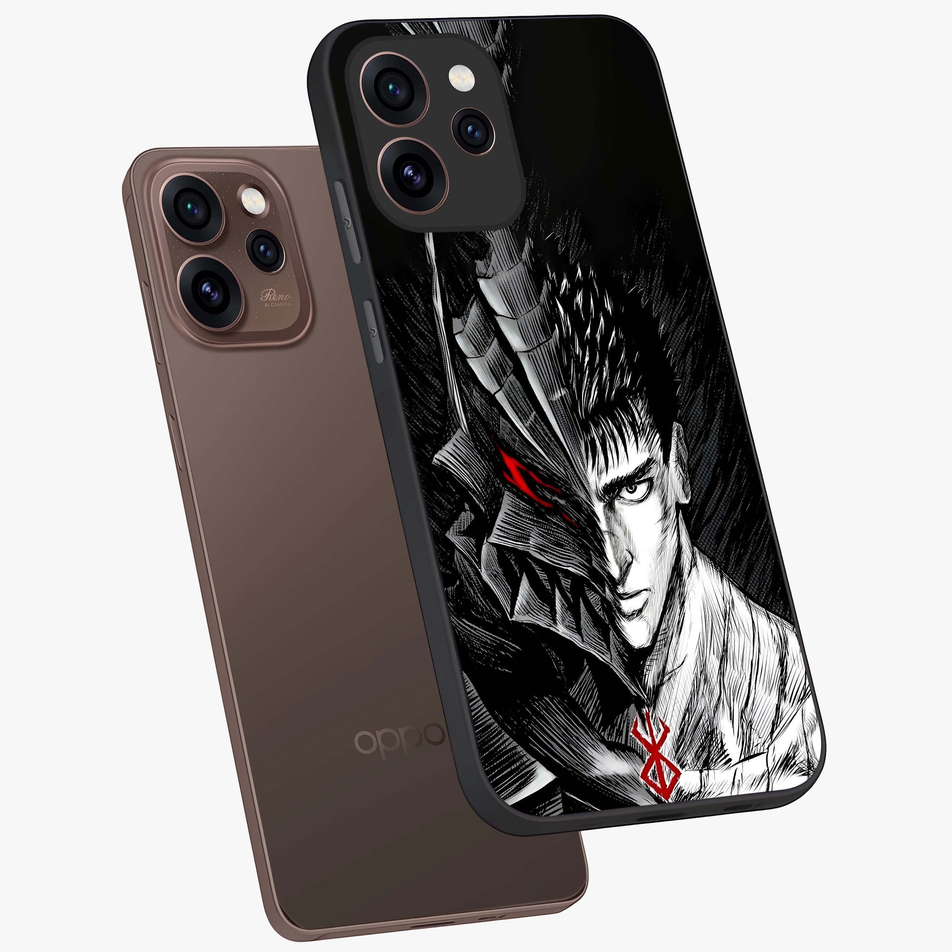 Berserker Blood Oath Glass Case displayed in angled mockup highlighting dark fantasy graphic design and powerful theme.