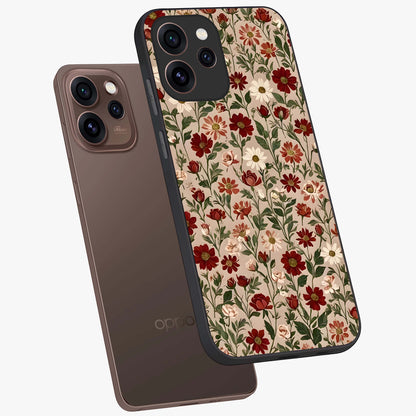 Biege Flower With Leaf Glass Case displayed in angled mockup highlighting minimal floral leaf design and elegant aesthetic.