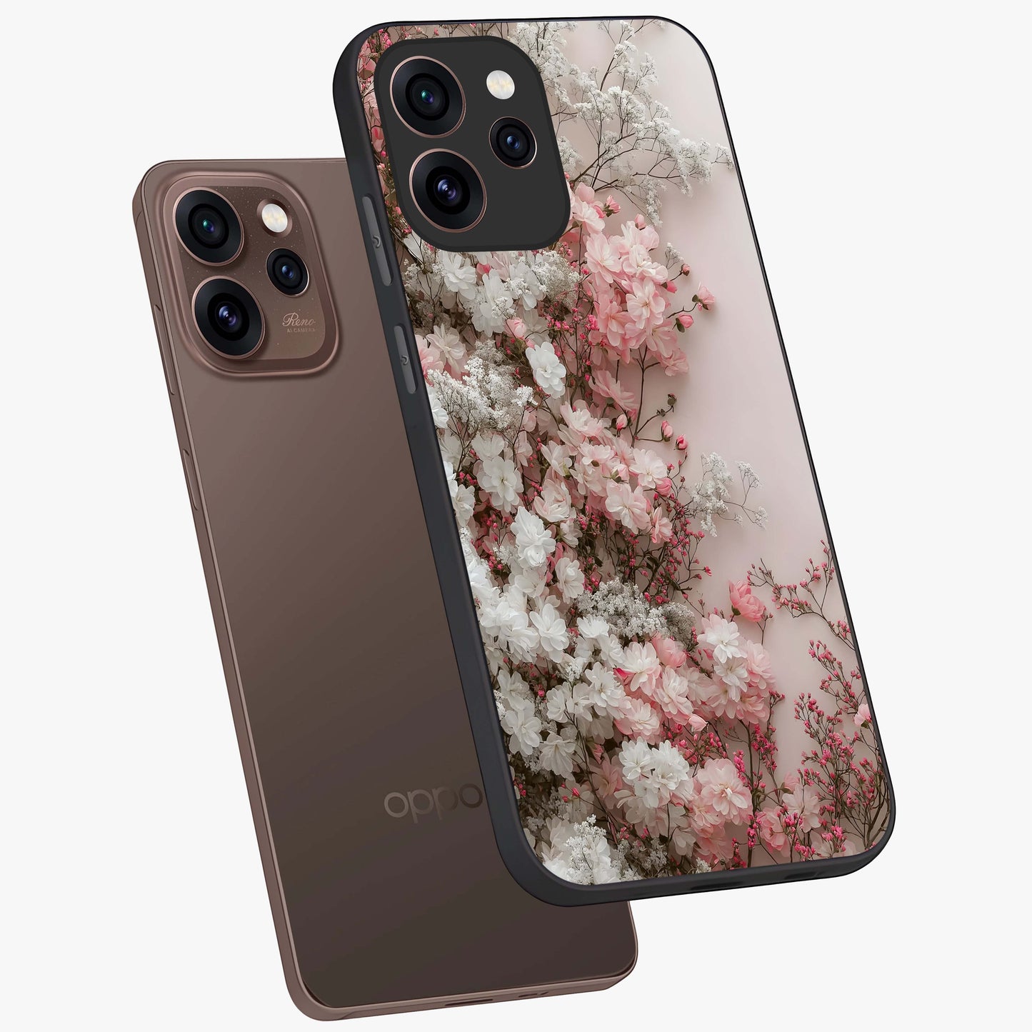 Blush Blossom Cloud Glass Case displayed in angled mockup highlighting soft cloud and blossom design with pastel aesthetic.