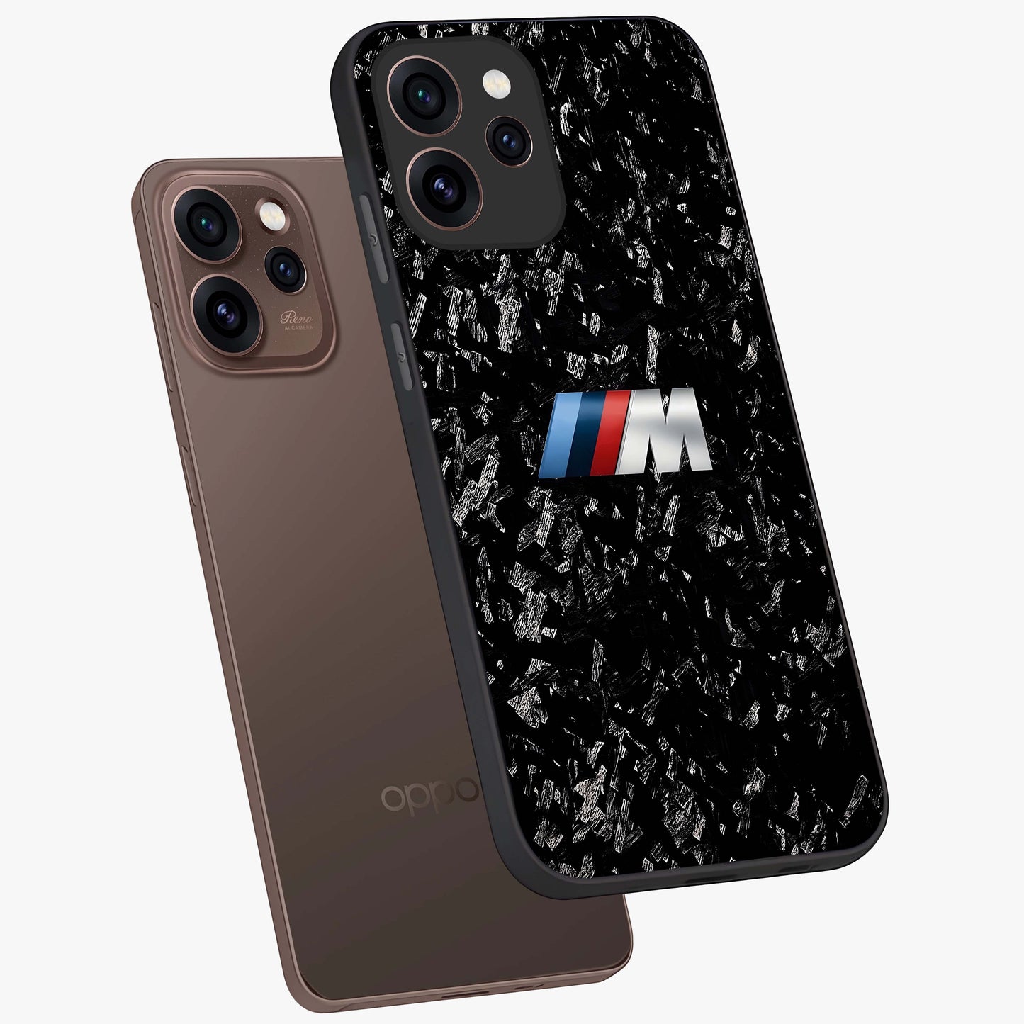 Carbon Speed Mark Glass Case displayed in angled mockup highlighting racing inspired carbon design and sleek aesthetic style.