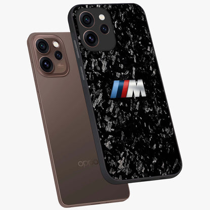 Carbon Speed Mark Glass Case displayed in angled mockup highlighting racing inspired carbon design and sleek aesthetic style.