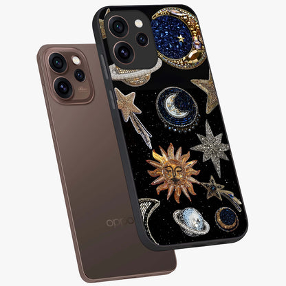 Celestial Gem Constellations Glass Case displayed in angled mockup highlighting gemstone inspired constellation design.