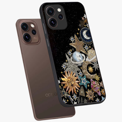 Cosmic Sparkle Dreams Glass Case displayed in angled mockup highlighting dreamy star sparkle design with celestial aesthetic.