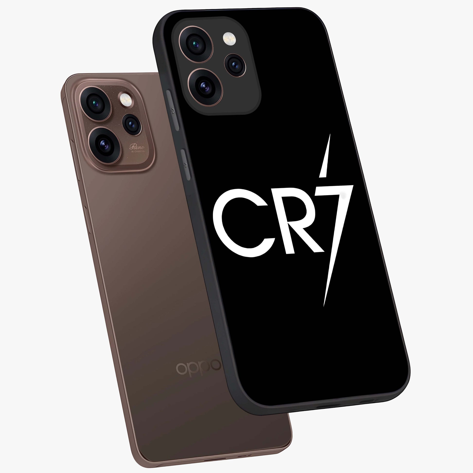 Cr7 Elite Strike Glass Case displayed in angled mockup highlighting powerful sports graphic with bold athletic theme.