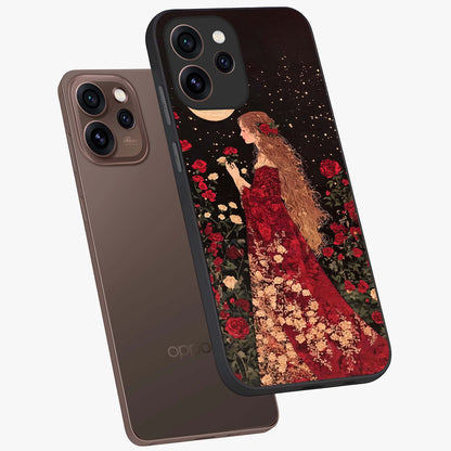 Crimson Dreams Glass Case displayed in angled mockup highlighting soft crimson aesthetic design with artistic theme.