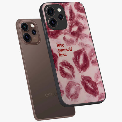Crimson Kiss Love Glass Case displayed in angled mockup highlighting bold love inspired design with modern aesthetic style.