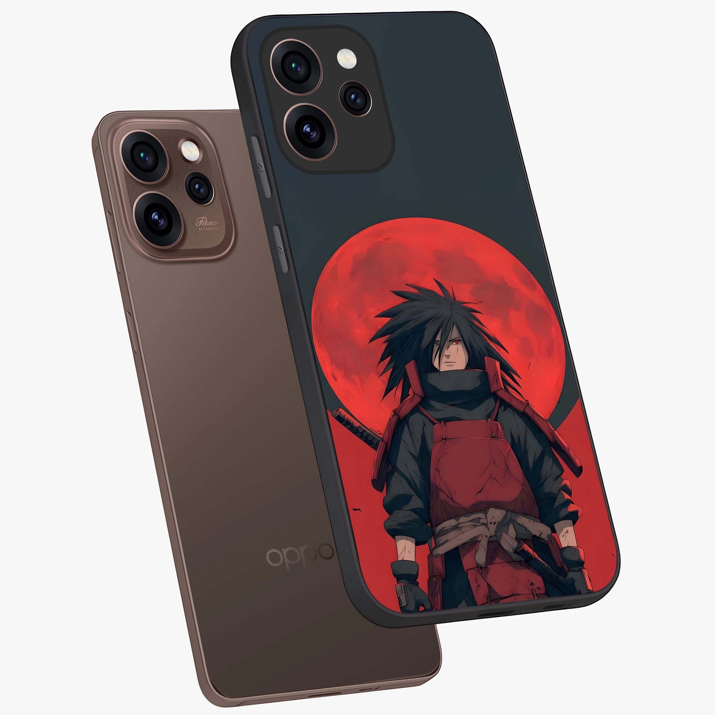 Crimson Moon Warlord Glass Case displayed in angled mockup highlighting dramatic crimson moon design with fantasy aesthetic.