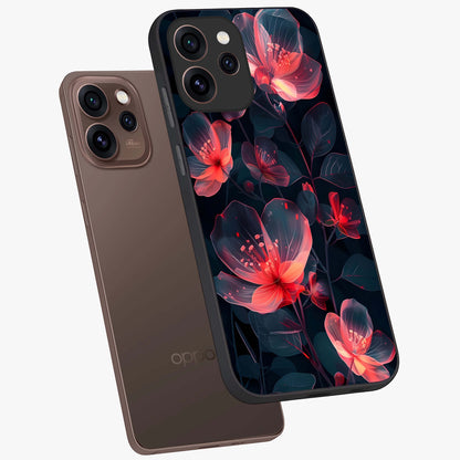 Dark Shade of Flower Glass Case displayed in angled mockup highlighting moody floral illustration with aesthetic dark tones.