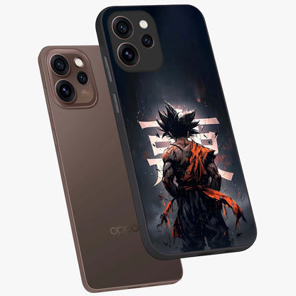 Dark Warrior In Rain Glass Case displayed in angled mockup highlighting dramatic warrior illustration with dark rain aesthetic.
