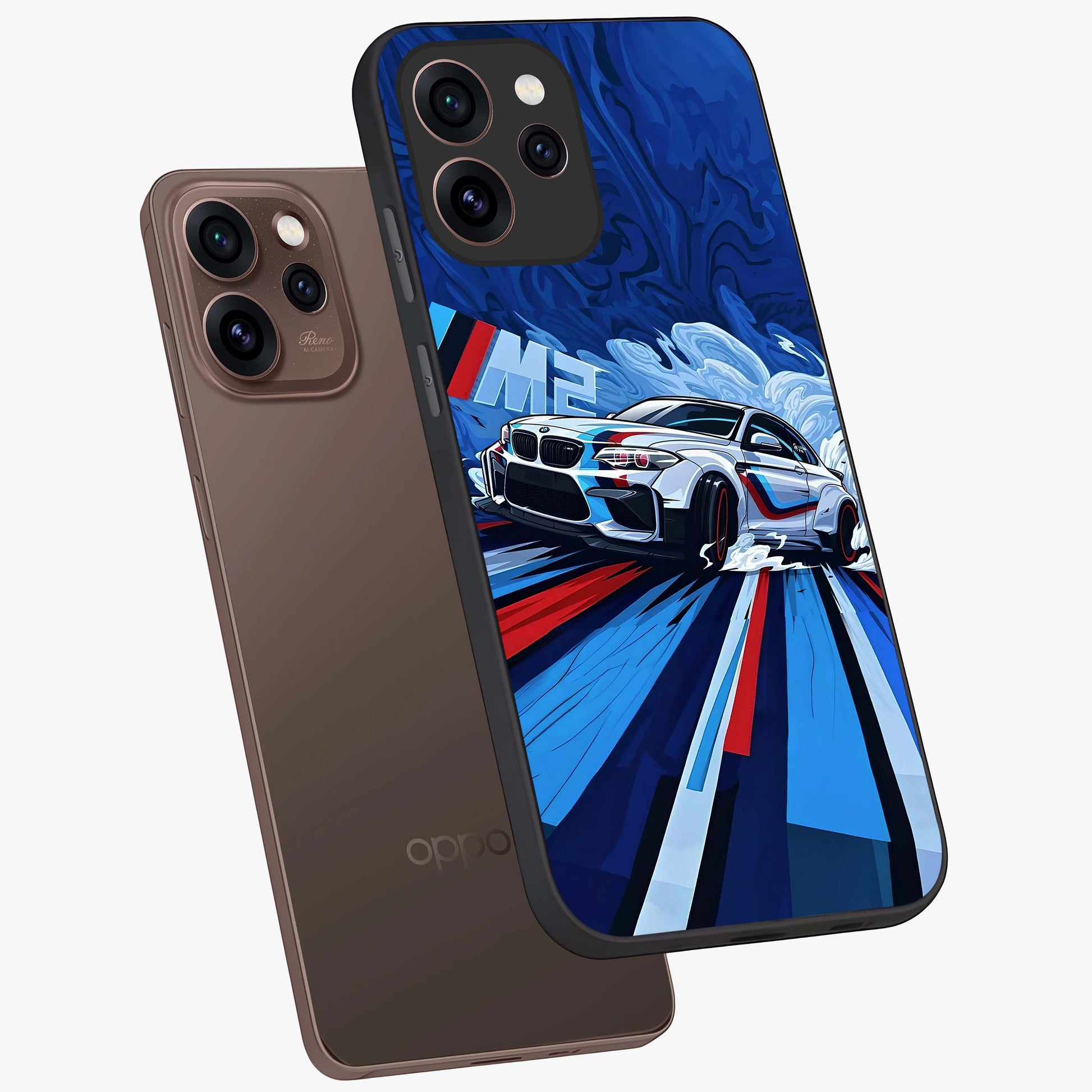 Drift Power Rush Glass Case displayed in angled mockup highlighting powerful drift car design with sporty aesthetic style.