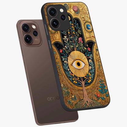 Ethereal Evil Eye Glass Case displayed in angled mockup highlighting protective evil eye symbol with spiritual aesthetic design.