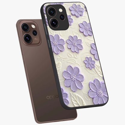 Floral Wall Art With Purple Flowers Glass Case displayed in angled mockup highlighting vibrant purple floral illustration with artistic aesthetic.