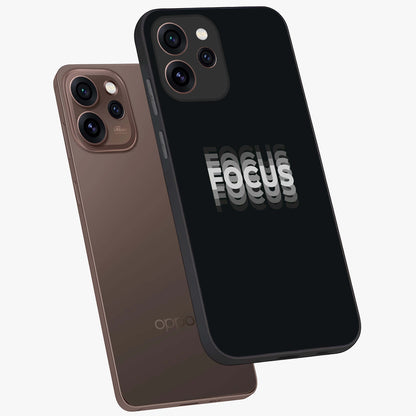 Focus Mode On Glass Case displayed in angled mockup highlighting clean minimal text artwork with modern aesthetic style.
