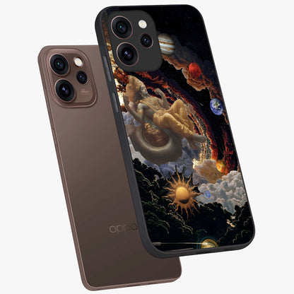 Galactic Divine God Glass Case displayed in angled mockup highlighting powerful celestial deity illustration with galactic aesthetic.