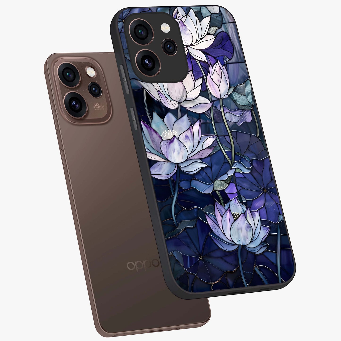 Gloss Petal Rush Glass Case displayed in angled mockup highlighting vibrant petal design with elegant floral aesthetic.