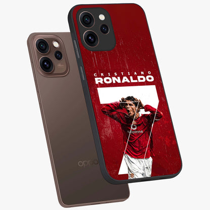 Goal Celebration Legacy Glass Case displayed in angled mockup highlighting energetic sports celebration design with bold athletic theme.