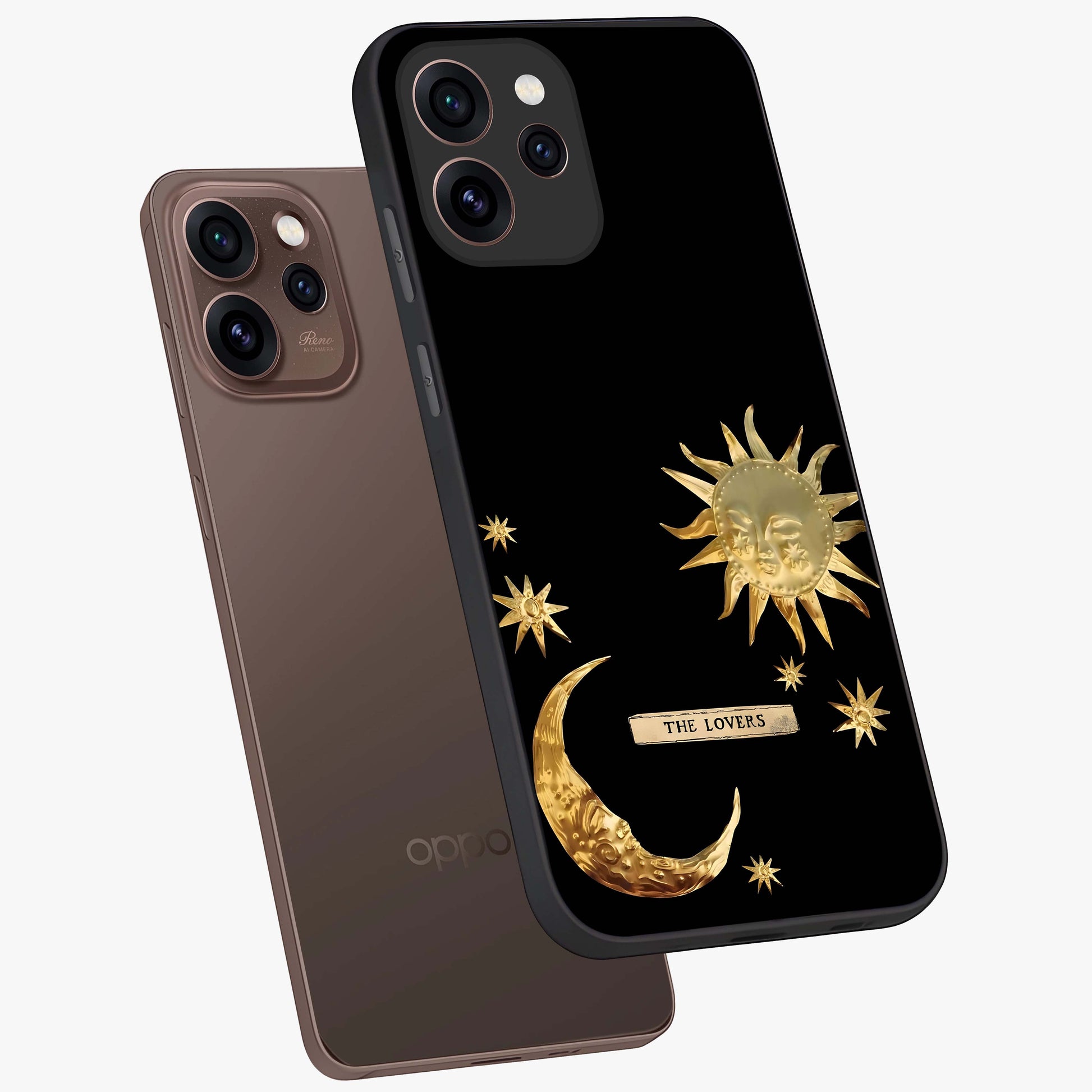 Gold Sun Blush Glass Case displayed in angled mockup highlighting radiant sun design with warm golden aesthetic.