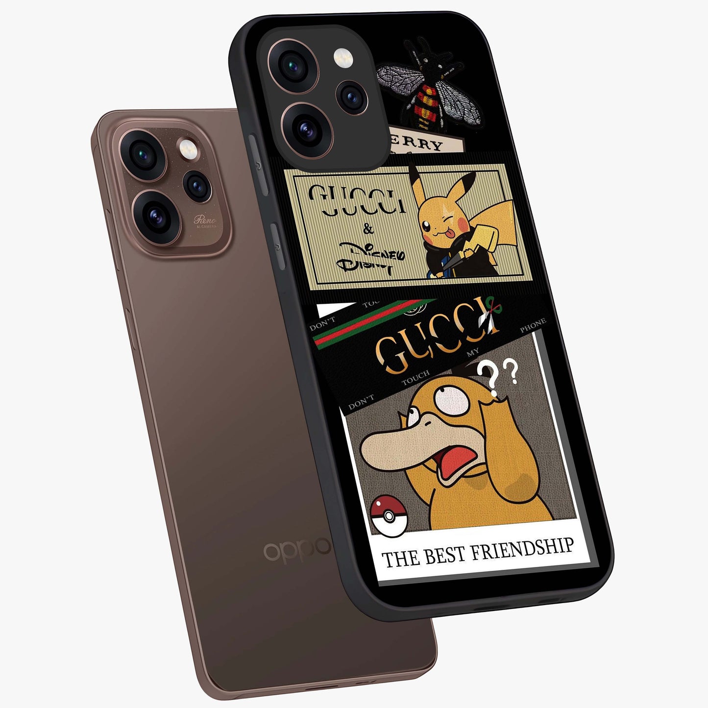 Gucci Play Mashup Glass Case displayed in angled mockup highlighting stylish fashion mashup design with bold aesthetic.