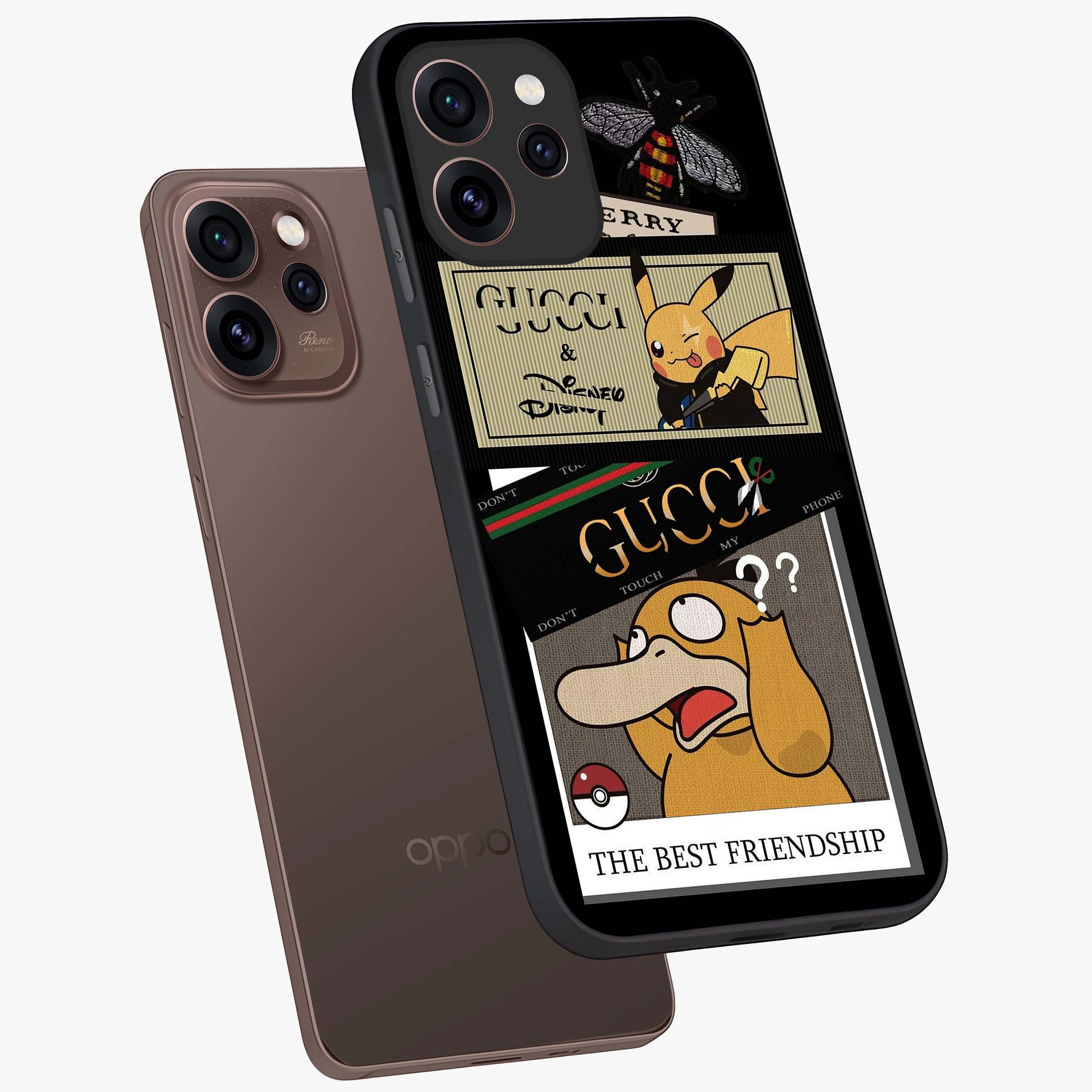 Gucci Play Mashup Glass Case displayed in angled mockup highlighting stylish fashion mashup design with bold aesthetic.