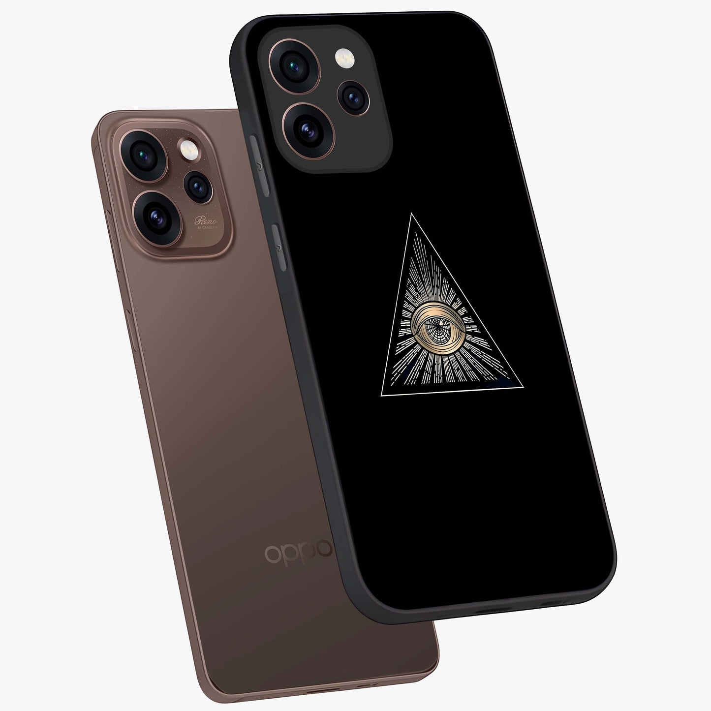 Illuminati Evil Glass Case displayed in angled mockup highlighting dark occult inspired design with bold aesthetic style.