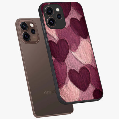 Layered Paper Hearts Glass Case displayed in angled mockup highlighting creative paper craft heart design with romantic aesthetic.