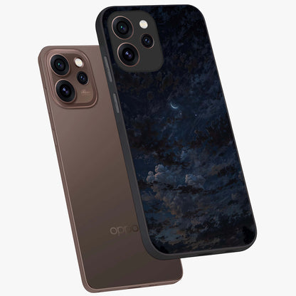 Lunar Veil Silence Glass Case displayed in angled mockup highlighting soft lunar design with peaceful celestial aesthetic.