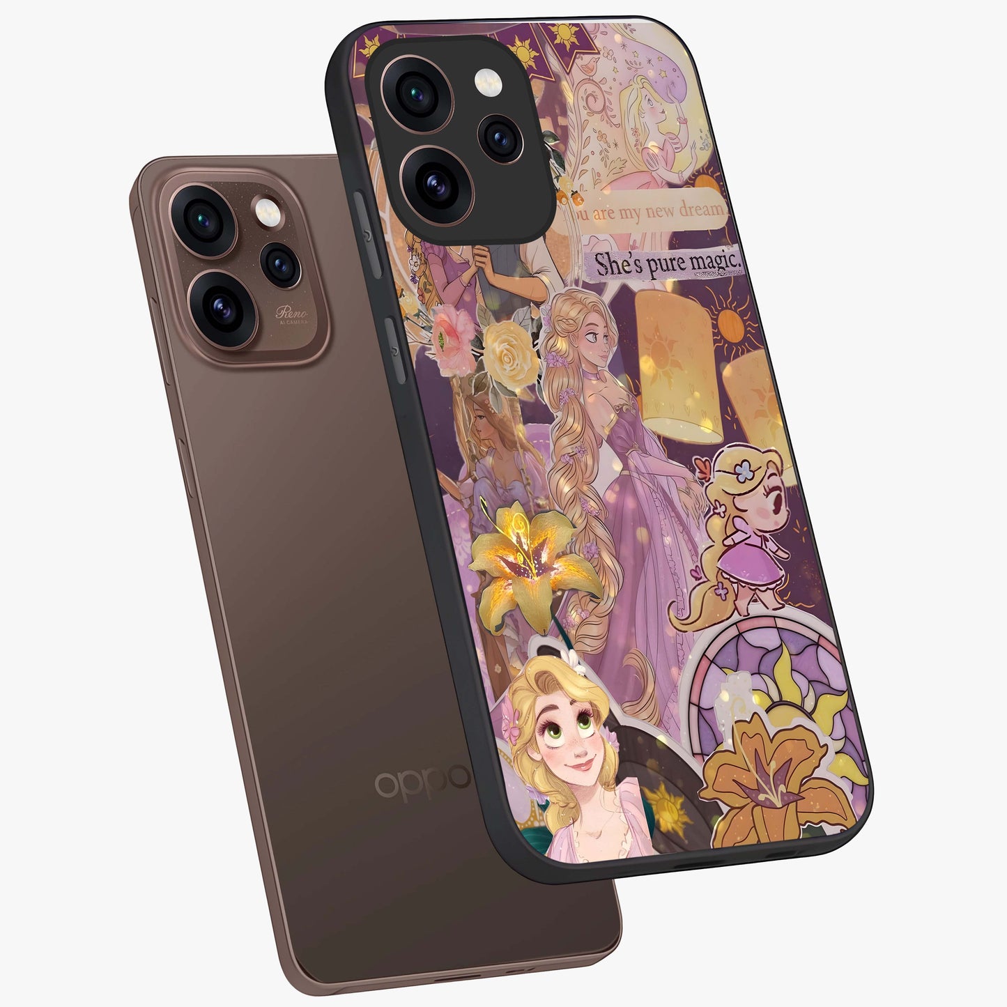 Magical Tangled Dream Glass Case displayed in angled mockup highlighting whimsical fantasy design with magical aesthetic.