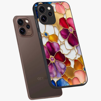 Marble Flower Pattern Glass Case displayed in angled mockup highlighting elegant marble floral design with modern aesthetic.