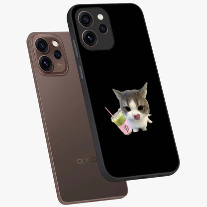 Matcha Cat Style Glass Case displayed in angled mockup highlighting playful feline design with pastel matcha aesthetic.