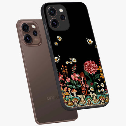 Midnight Bloom Pattern Glass Case displayed in angled mockup highlighting elegant flower design with midnight aesthetic style.