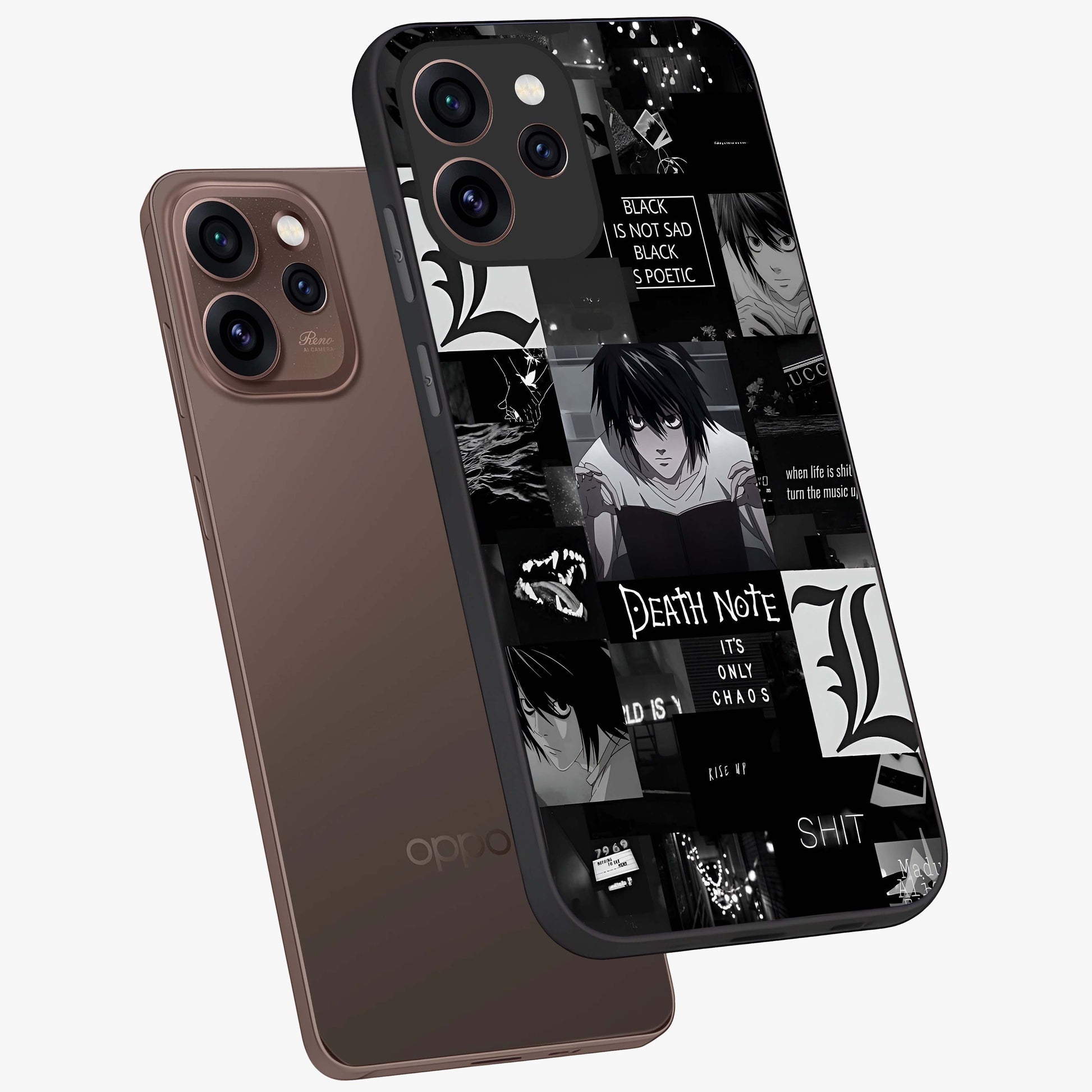 Midnight Chaos Mind Glass Case displayed in angled mockup highlighting chaotic artistic design with dramatic midnight aesthetic.