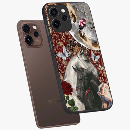 Moonlit Royal Stallion Glass Case displayed in angled mockup highlighting powerful stallion illustration with royal night aesthetic.
