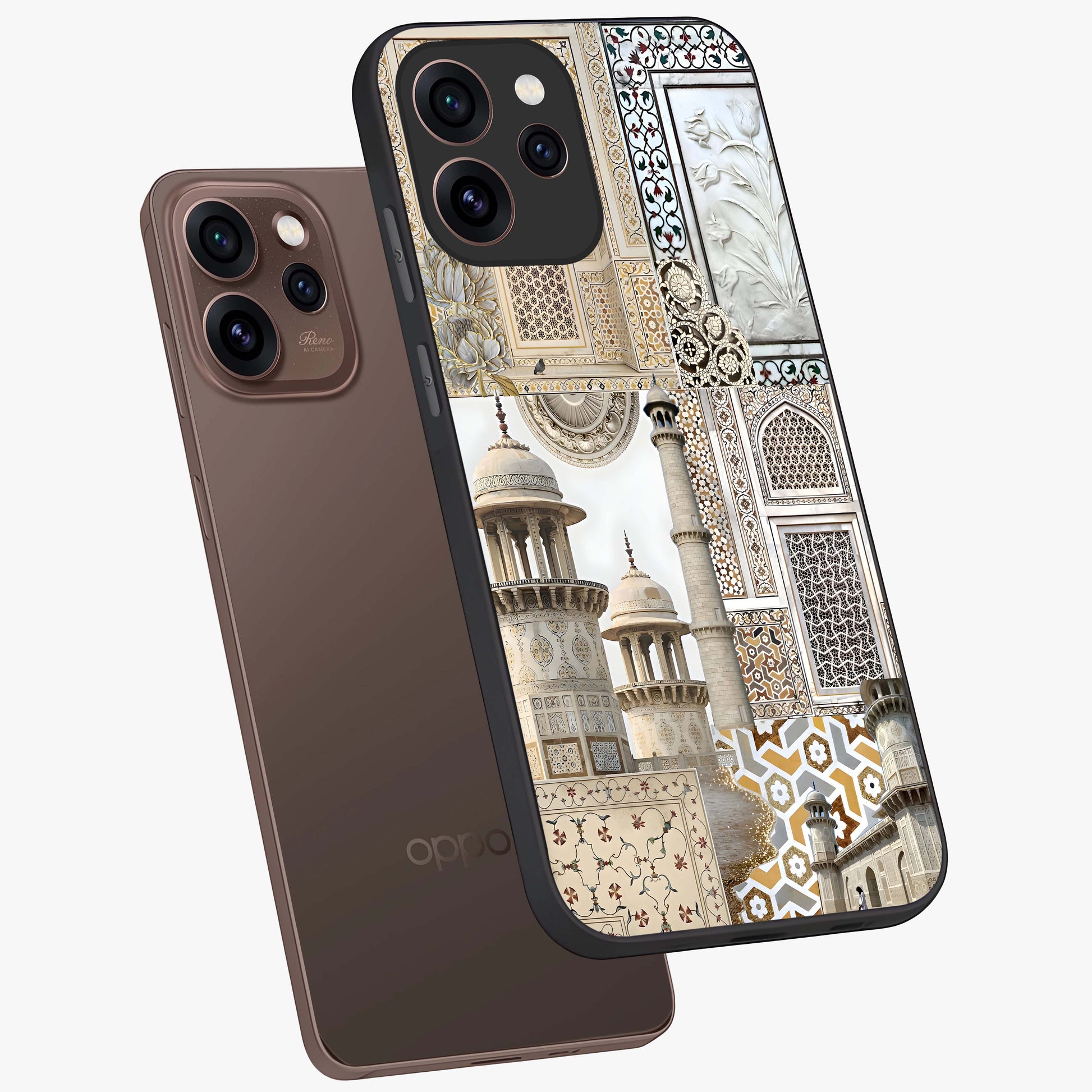 Mughal Marble Legacy Glass Case displayed in angled mockup highlighting elegant heritage marble artwork with royal aesthetic.