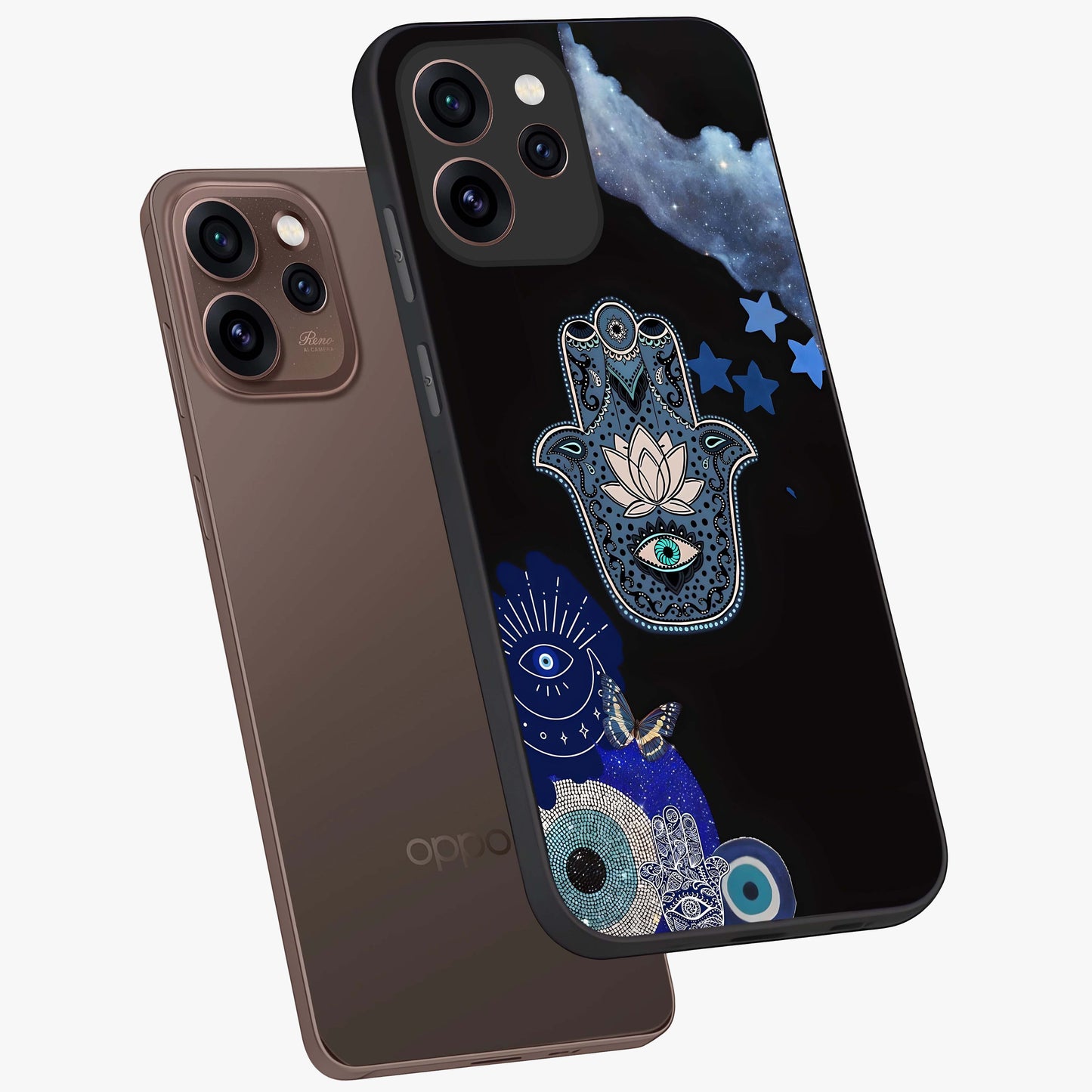 Mystic Hand Aura Glass Case displayed in angled mockup highlighting magical aura design with spiritual aesthetic style.