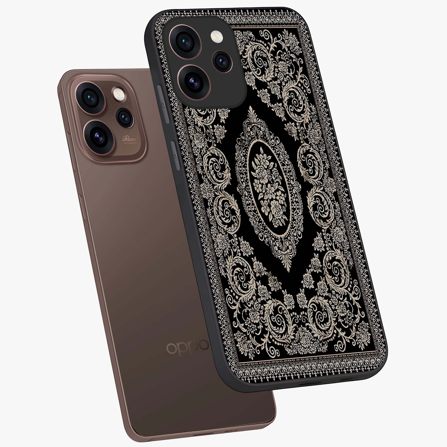 Noir Bloom Elegance Glass Case displayed in angled mockup highlighting refined flower design with stylish noir aesthetic.