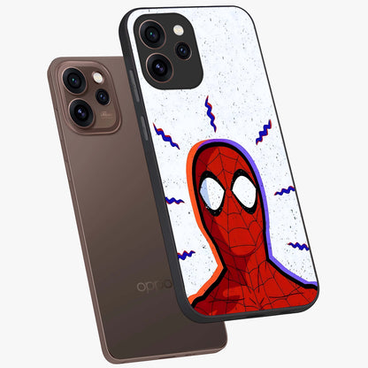 Omg Spiderman Glass Case displayed in angled mockup highlighting dynamic hero illustration with action comic aesthetic.