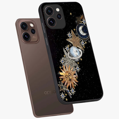 Pearls Universe Object Glass Case displayed in angled mockup highlighting celestial pearl design with dreamy aesthetic.
