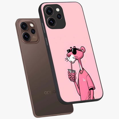 Pink Panther Glass Case displayed in angled mockup highlighting playful cartoon character design with vibrant pink aesthetic.