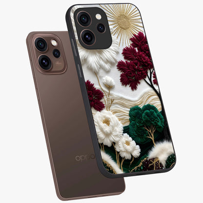 Radiant Bloom Elegance Glass Case displayed in angled mockup highlighting graceful floral design with radiant aesthetic style.