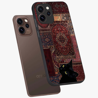 Regal Magic Cat Apple Glass Case displayed in angled mockup highlighting whimsical feline design with fantasy aesthetic.