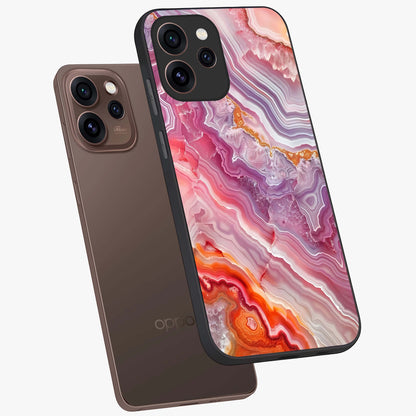 Rose Quartz Marble Glass Case displayed in angled mockup highlighting elegant marble pattern with soft aesthetic style.