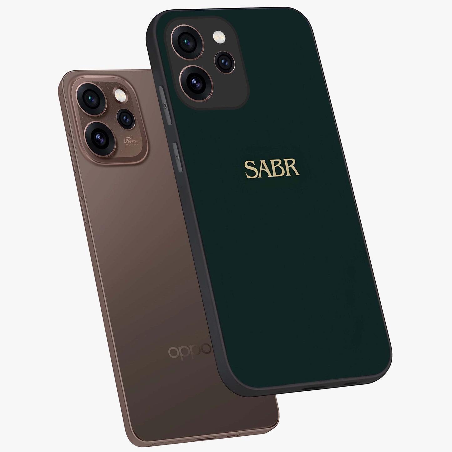 Sabr Minimal Patience Glass Case displayed in angled mockup highlighting simple inspirational design with clean aesthetic style.